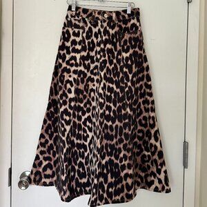 Ganni Leopard Print Denim Skirt